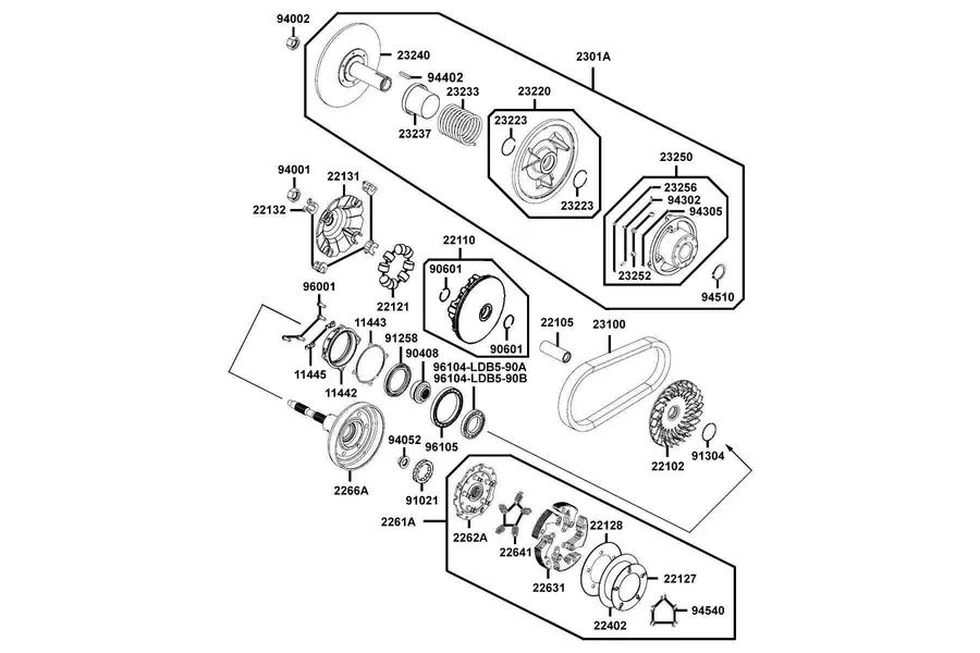 E06 Drive Pulley parts diagram