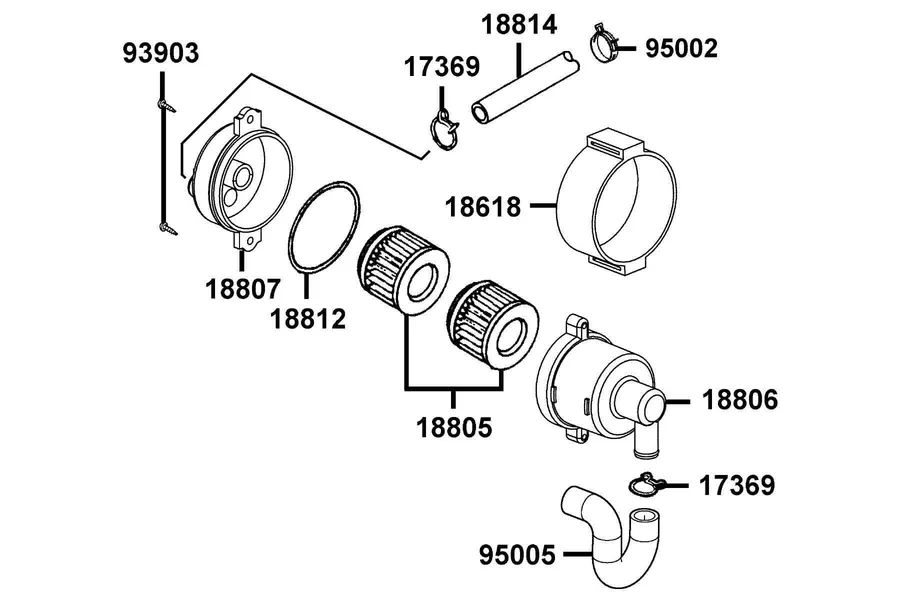F23 Air Cleaner Two parts diagram