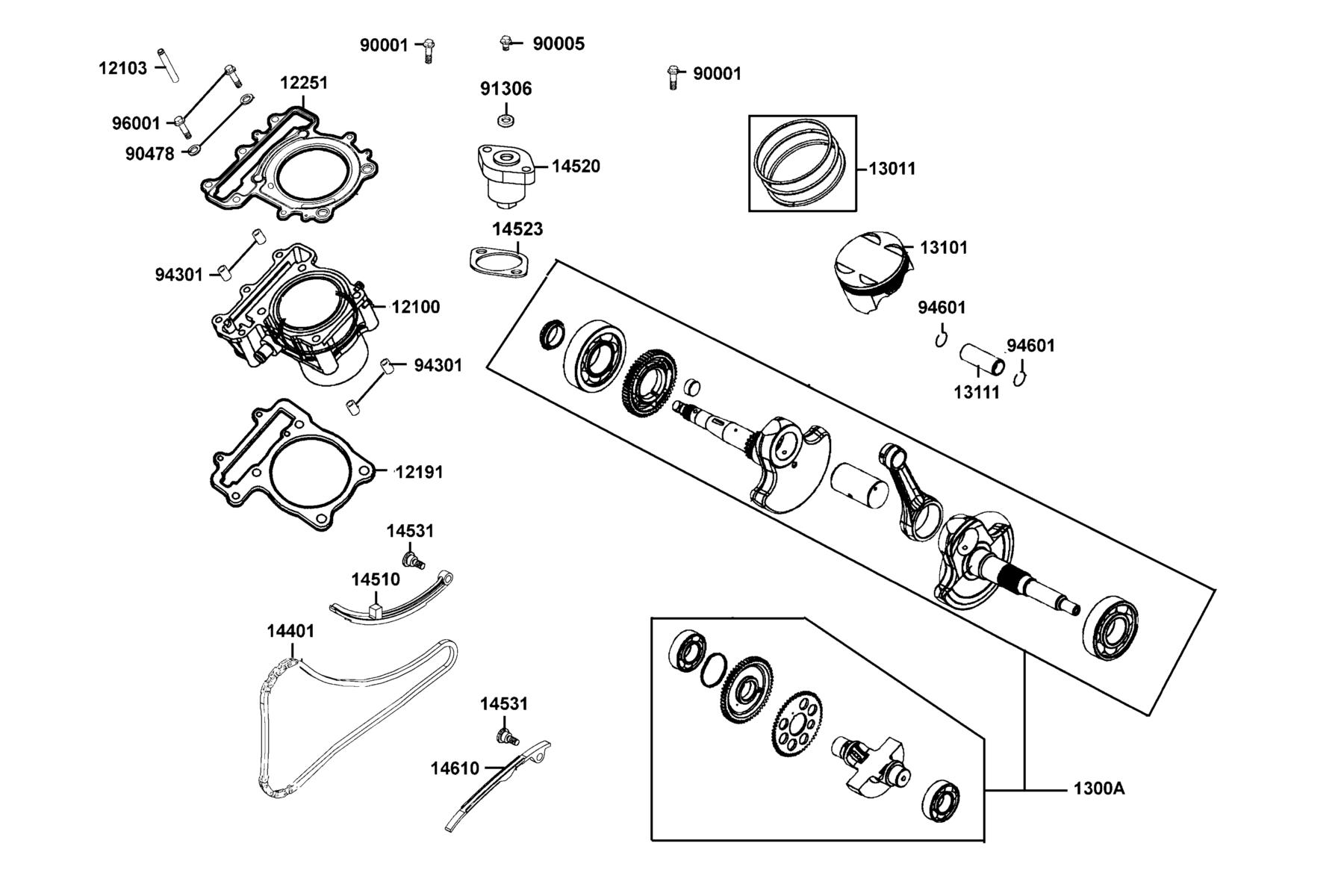 UXV 500i (2017~) Cylinder ● Piston ● Crankshaft parts diagram
