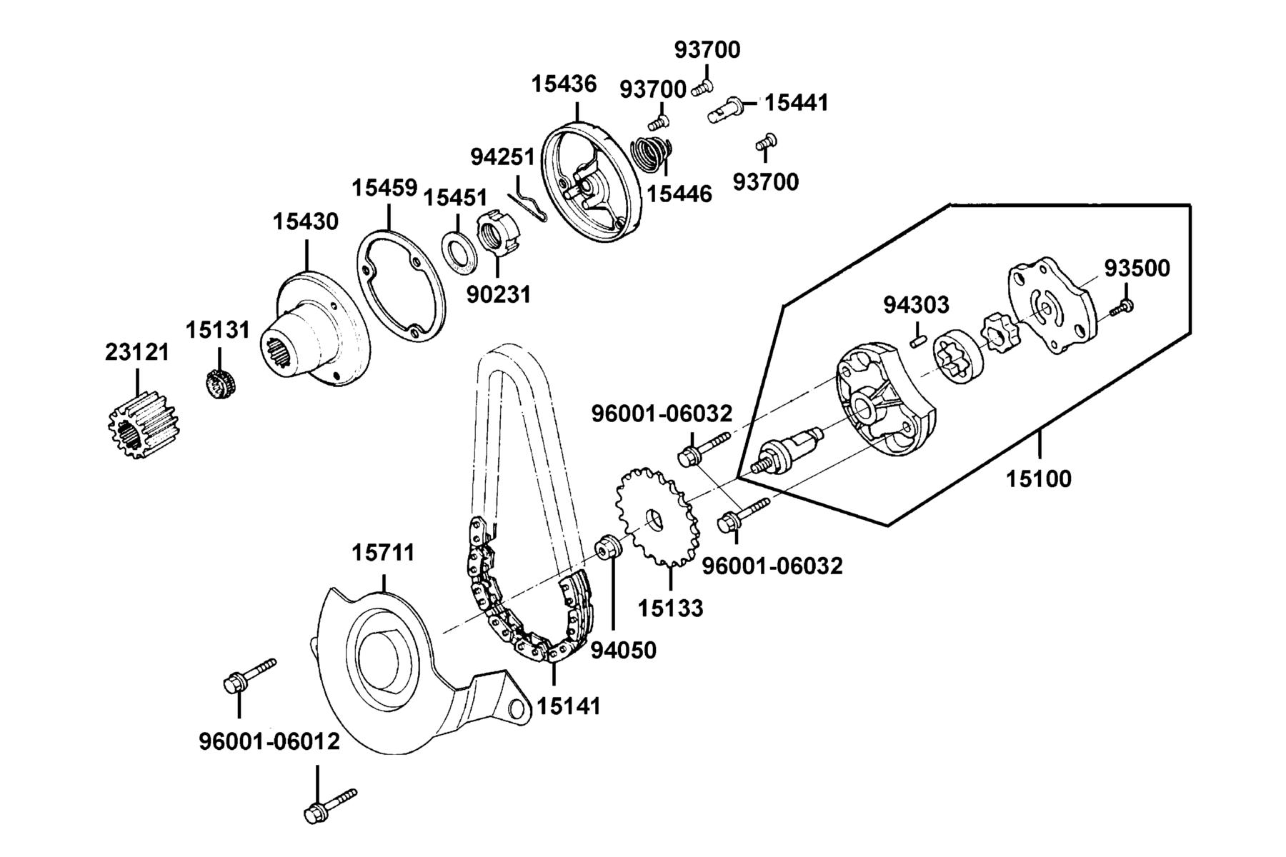 SPADE 150 FI(2018) Oil Pump parts diagram