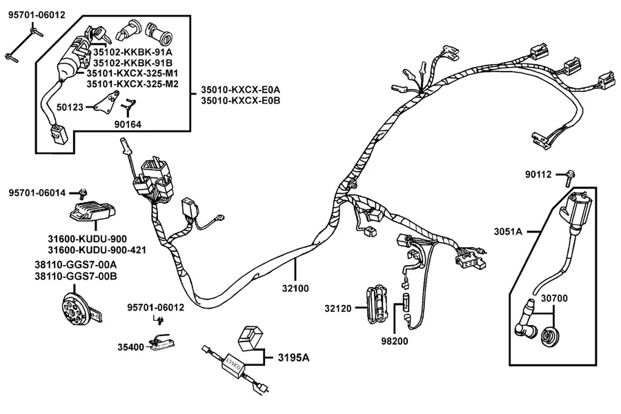 F22 Wire Harness parts diagram