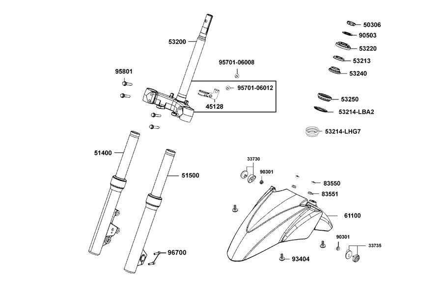 F06 Stem Steering and Front Cushion parts diagram