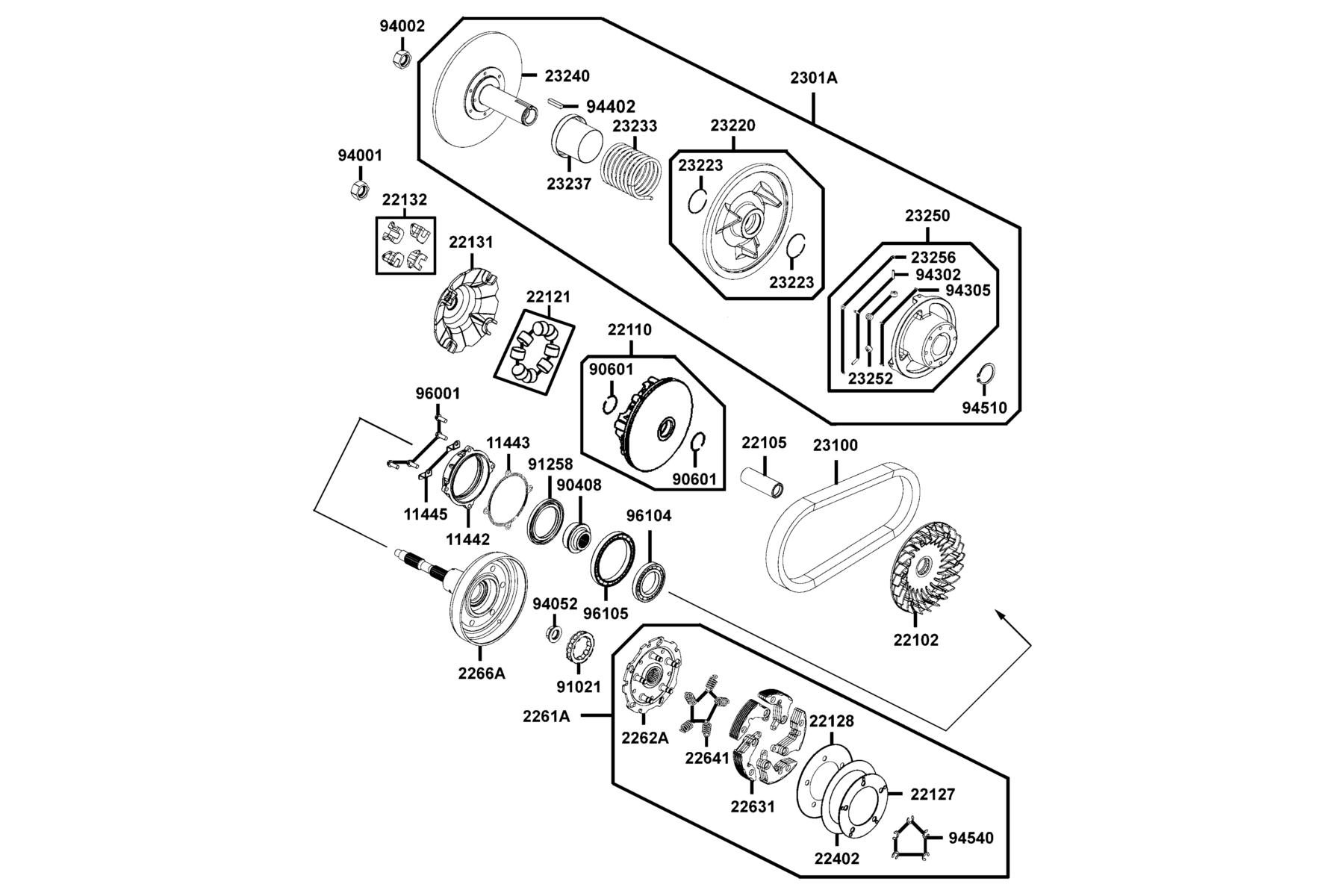 MXU 450i(2020) Drive Pulley parts diagram
