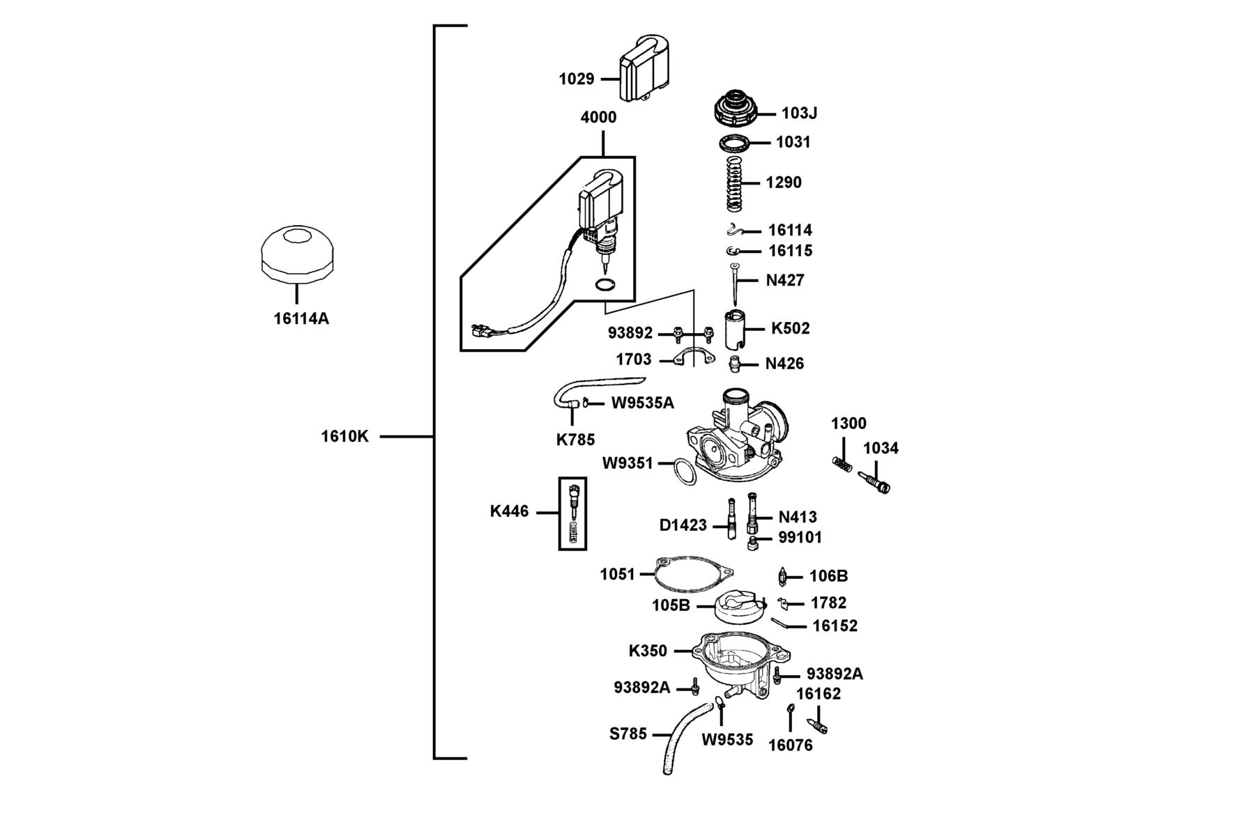 Mongoose 70 S (2016-2017) Carburetor parts diagram