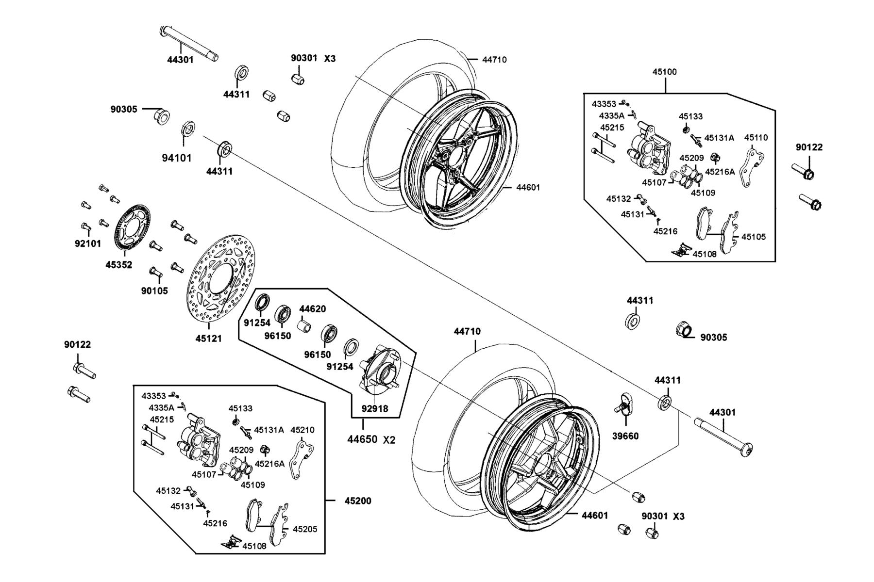 CV3 2023 Front Wheel parts diagram