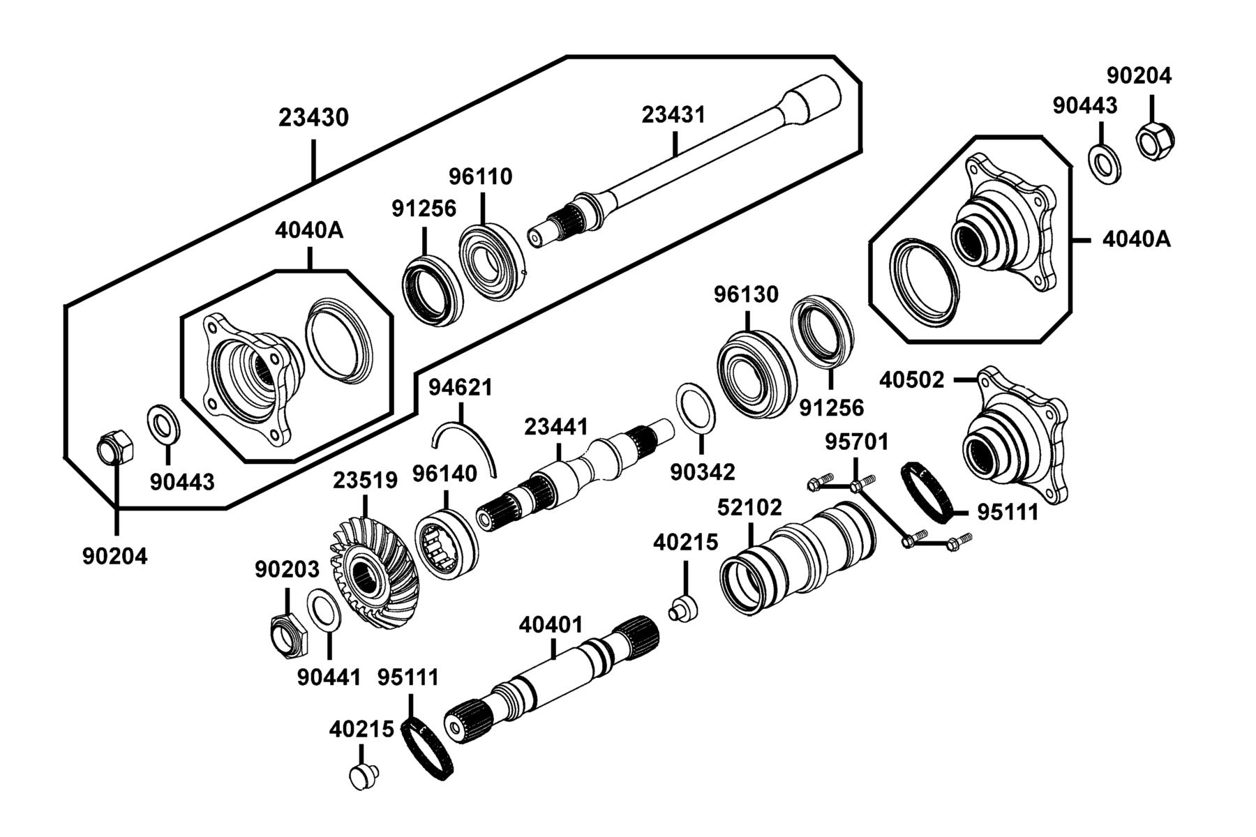 MXU 450i (2023) Shaft Drive Front parts diagram