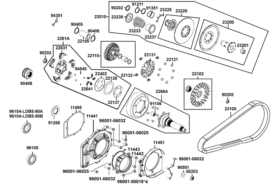 E05 Drive Pulley parts diagram