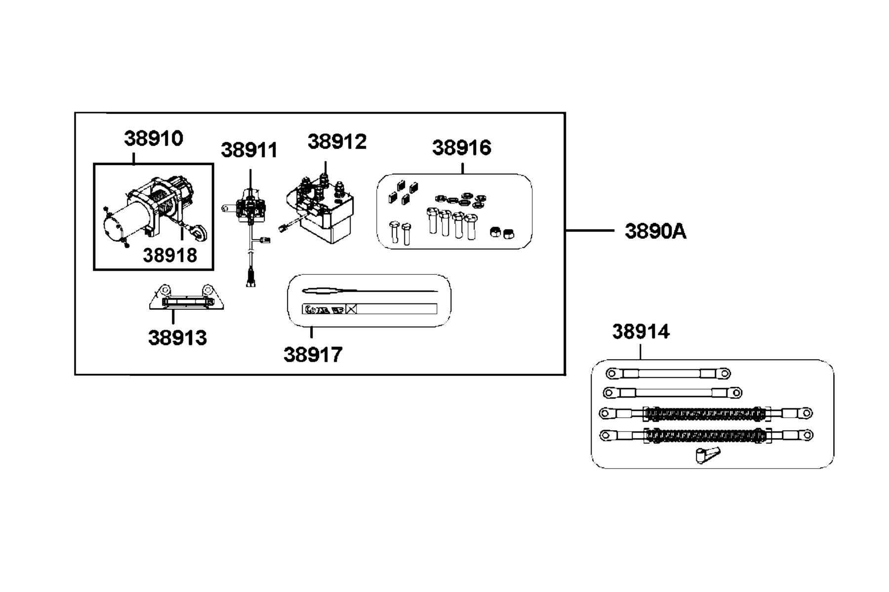 MXU 700i LE Winch Assy parts diagram