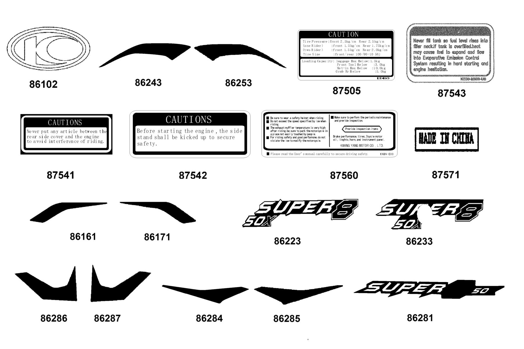 SUPER 8 50X (2023) Emblem ● Stripe parts diagram