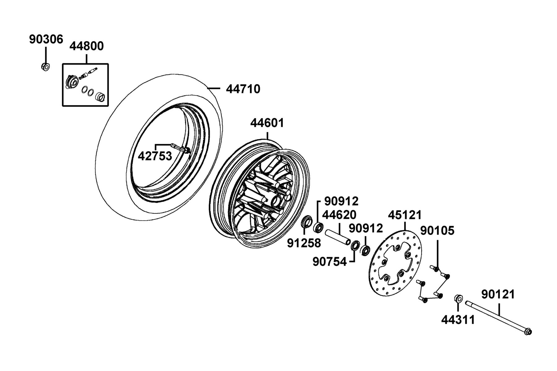 LIKE(2019~) Front Wheel parts diagram