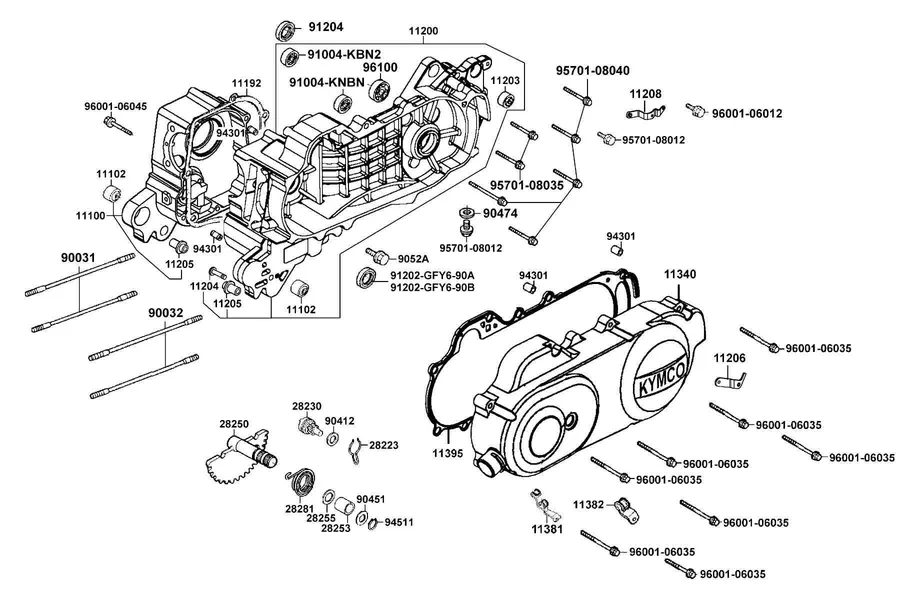 E01 Crank Case parts diagram