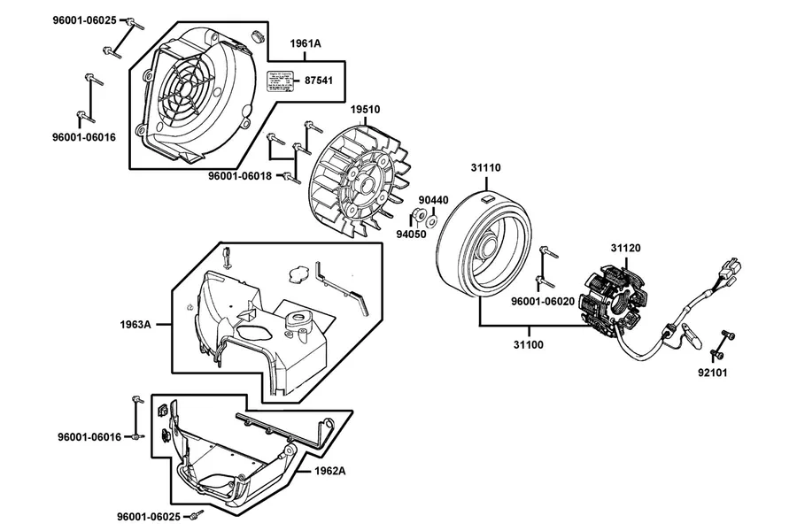 E08 Fan Cover and Generator parts diagram