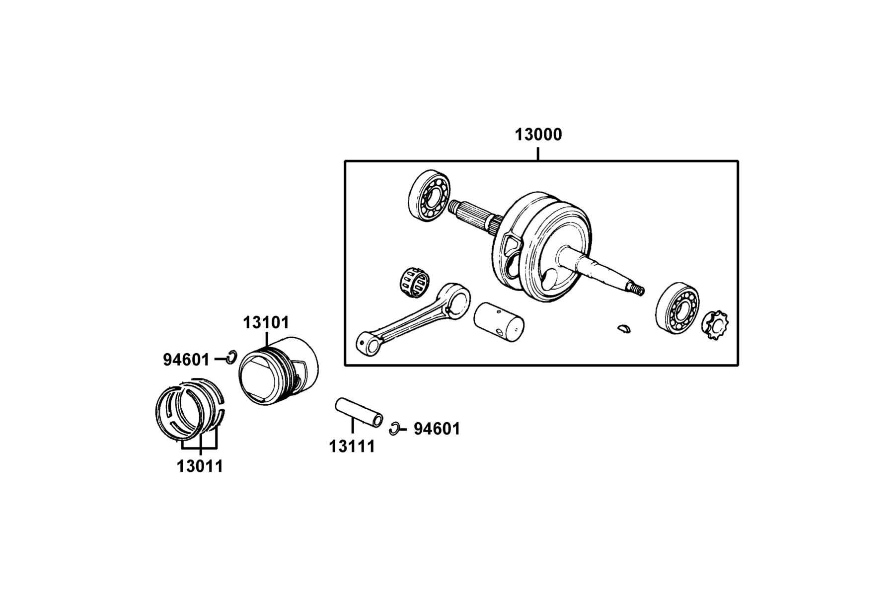 K-PIPE 125(2022) Crankshaft ● Piston parts diagram