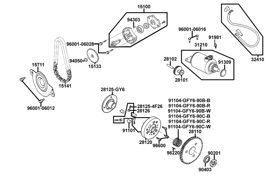 E07 Starting Motor parts diagram