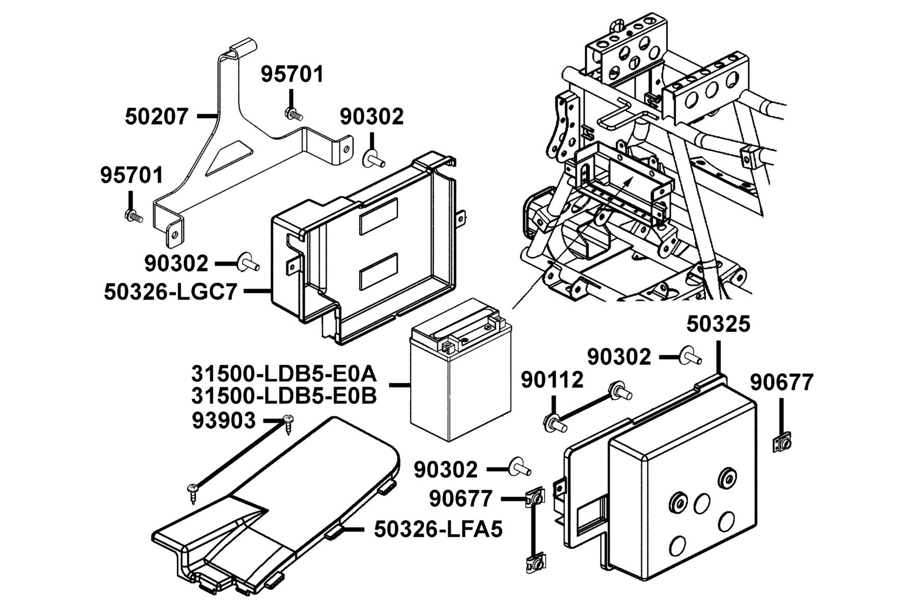MXU 450 (2017~) Battery parts diagram