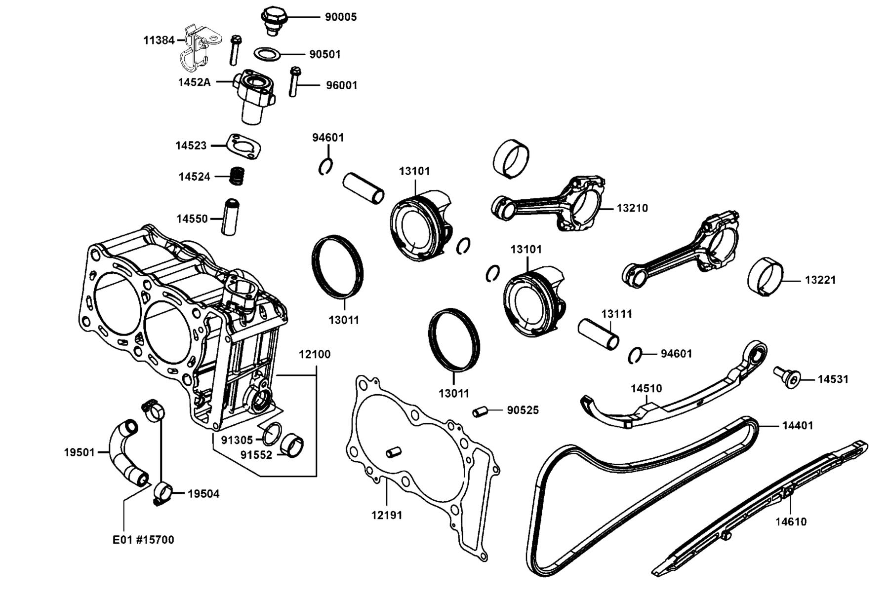 AK550 Cylinder ● Piston parts diagram