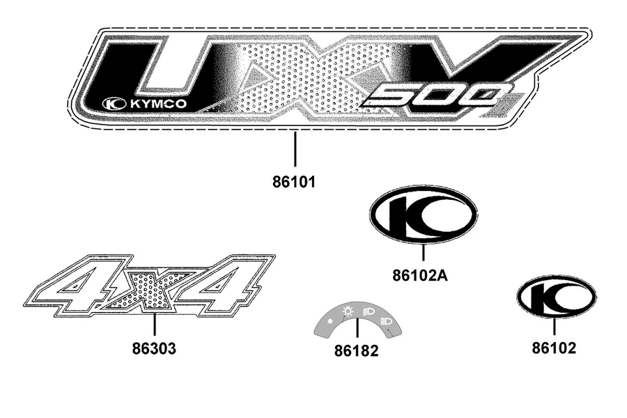 F25 Emblem and Stripe parts diagram