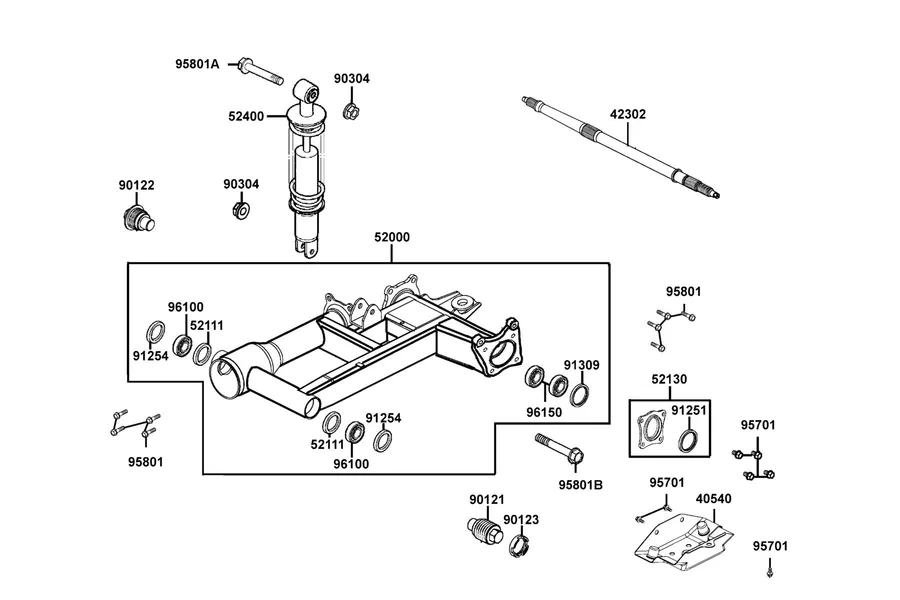 F18 Rear Fork parts diagram