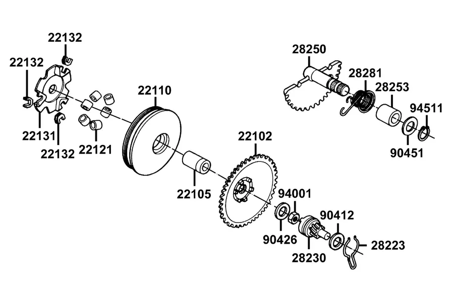 E06 Drive Pulley parts diagram
