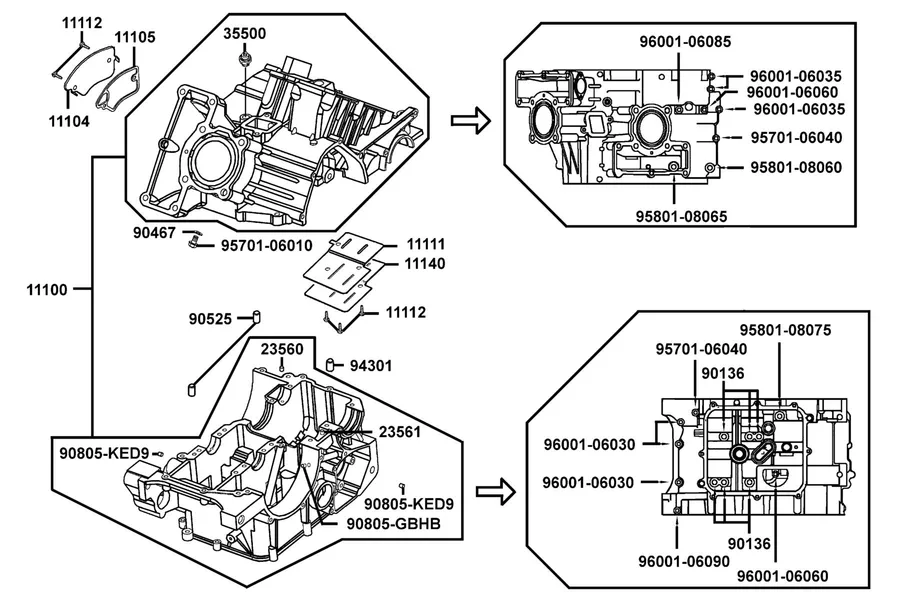 E12 Crank Case parts diagram