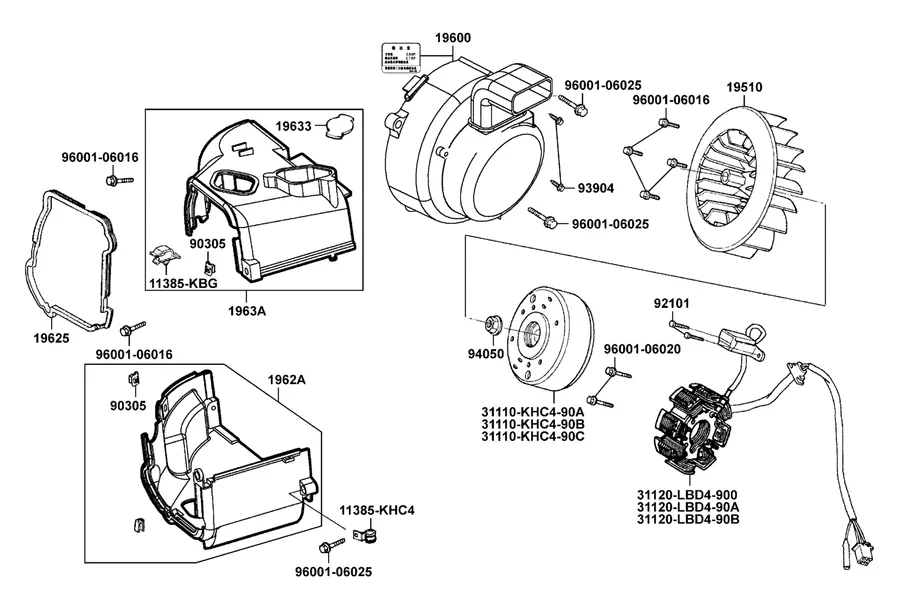 E07 Fan Cover and Generator parts diagram