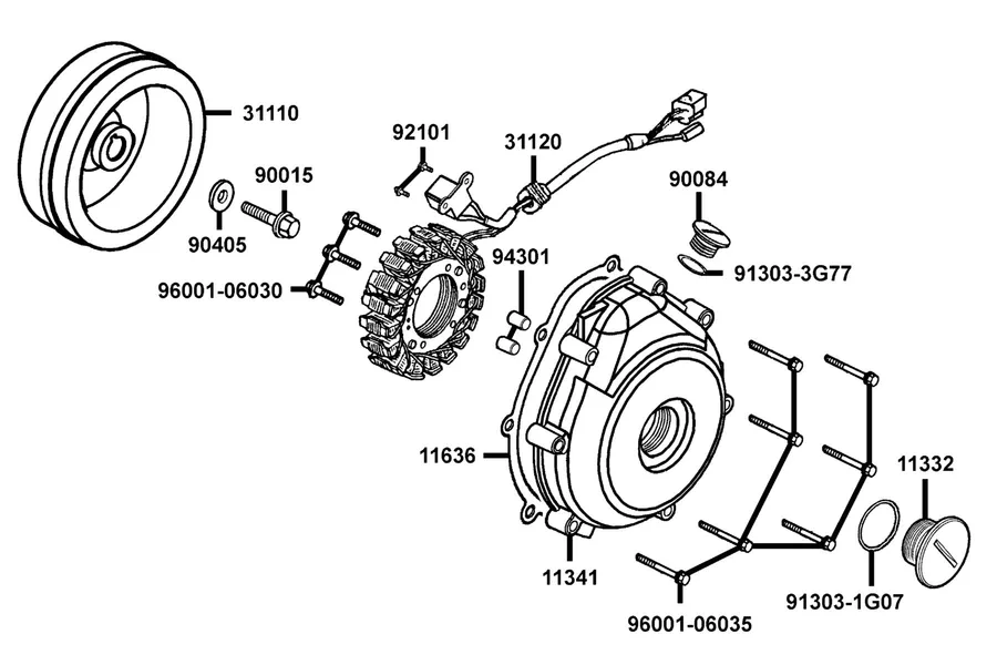 E08 Left Crankcase Cover parts diagram