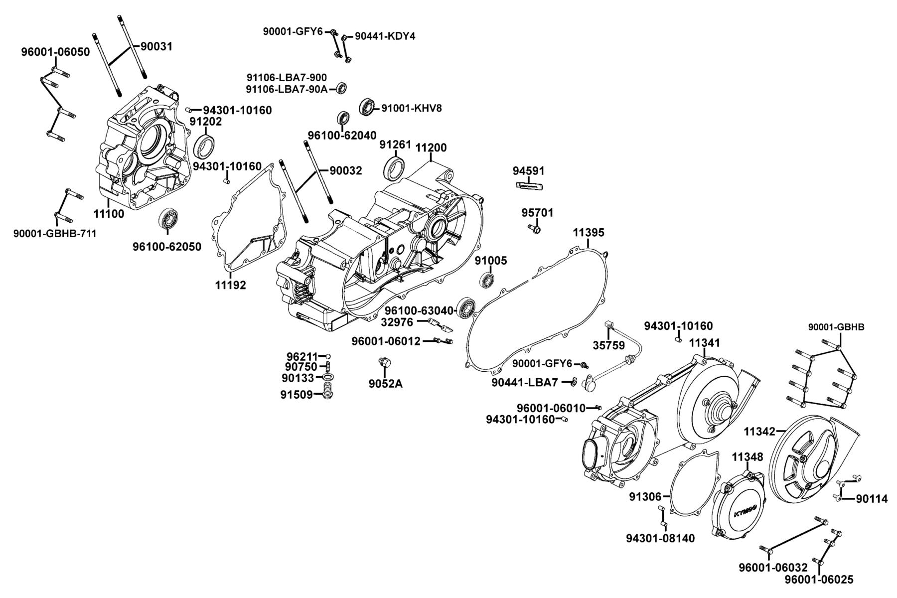 KYMCO MXER 250R Crank Case parts diagram