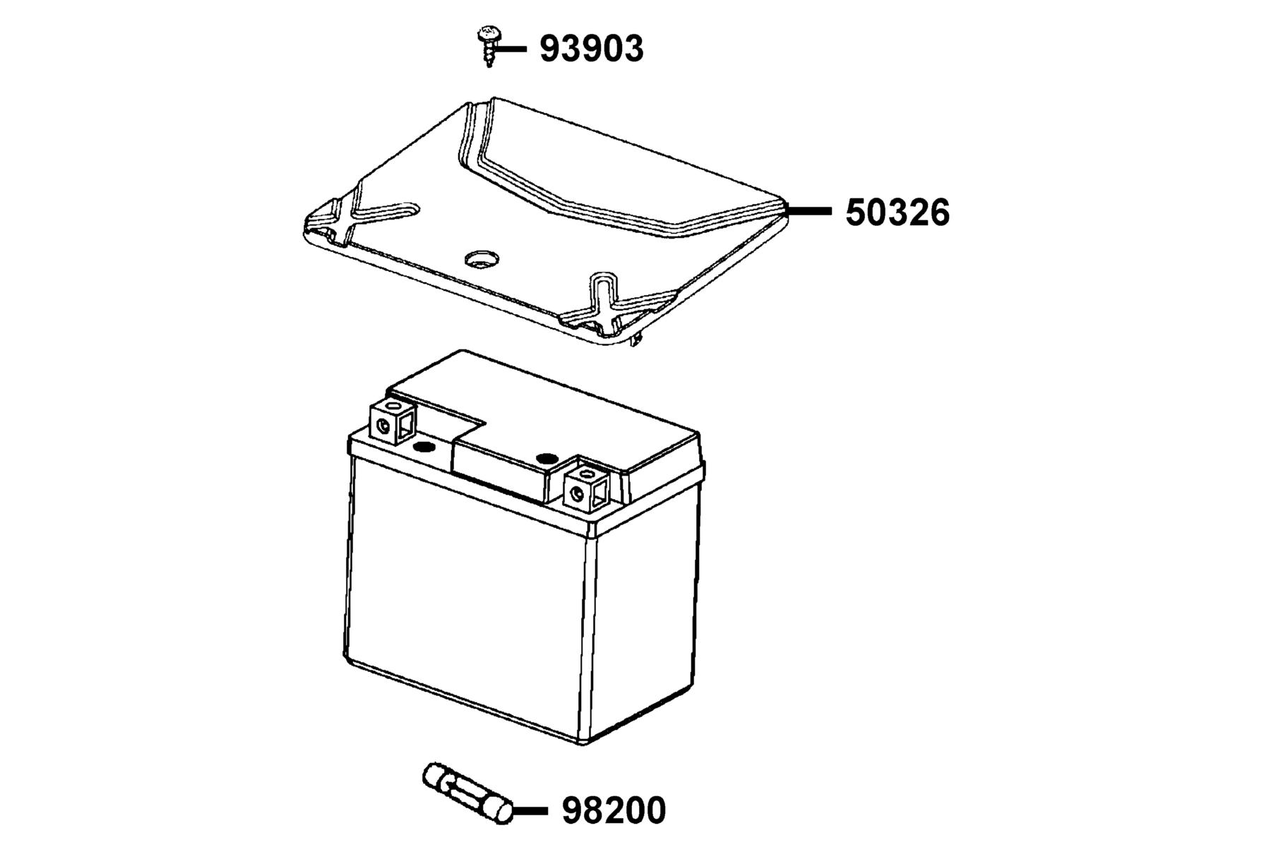 Agility 50 MY2023 Battery parts diagram