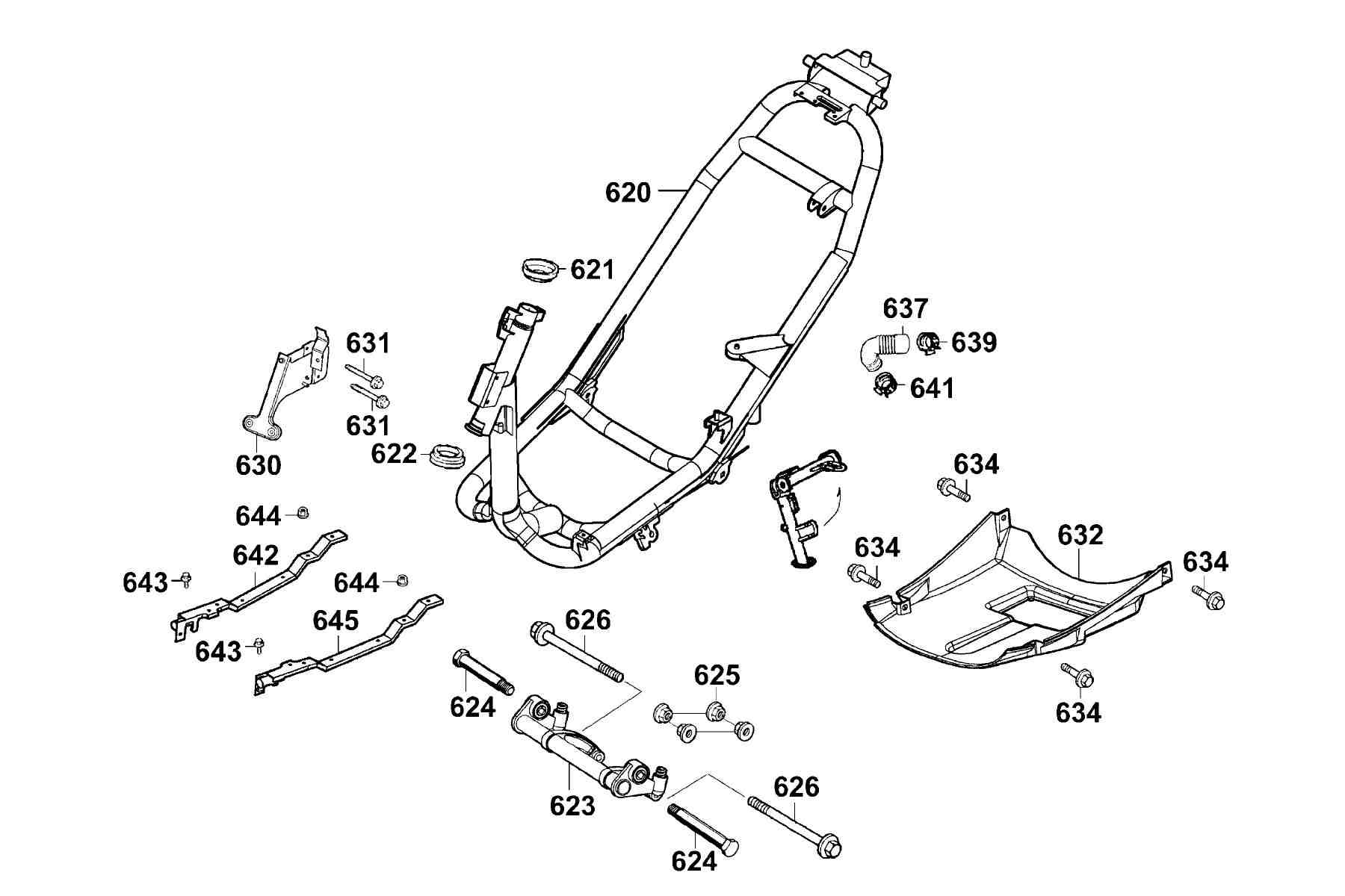 KYMCO FILLY 50 LX (2002-2004) Frame Body parts diagram