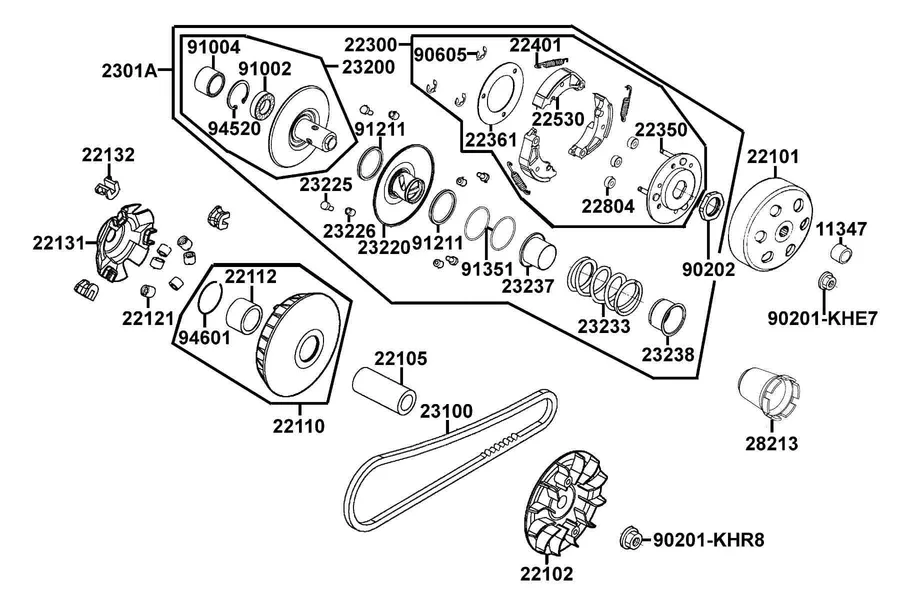 E05 Drive Pulley parts diagram