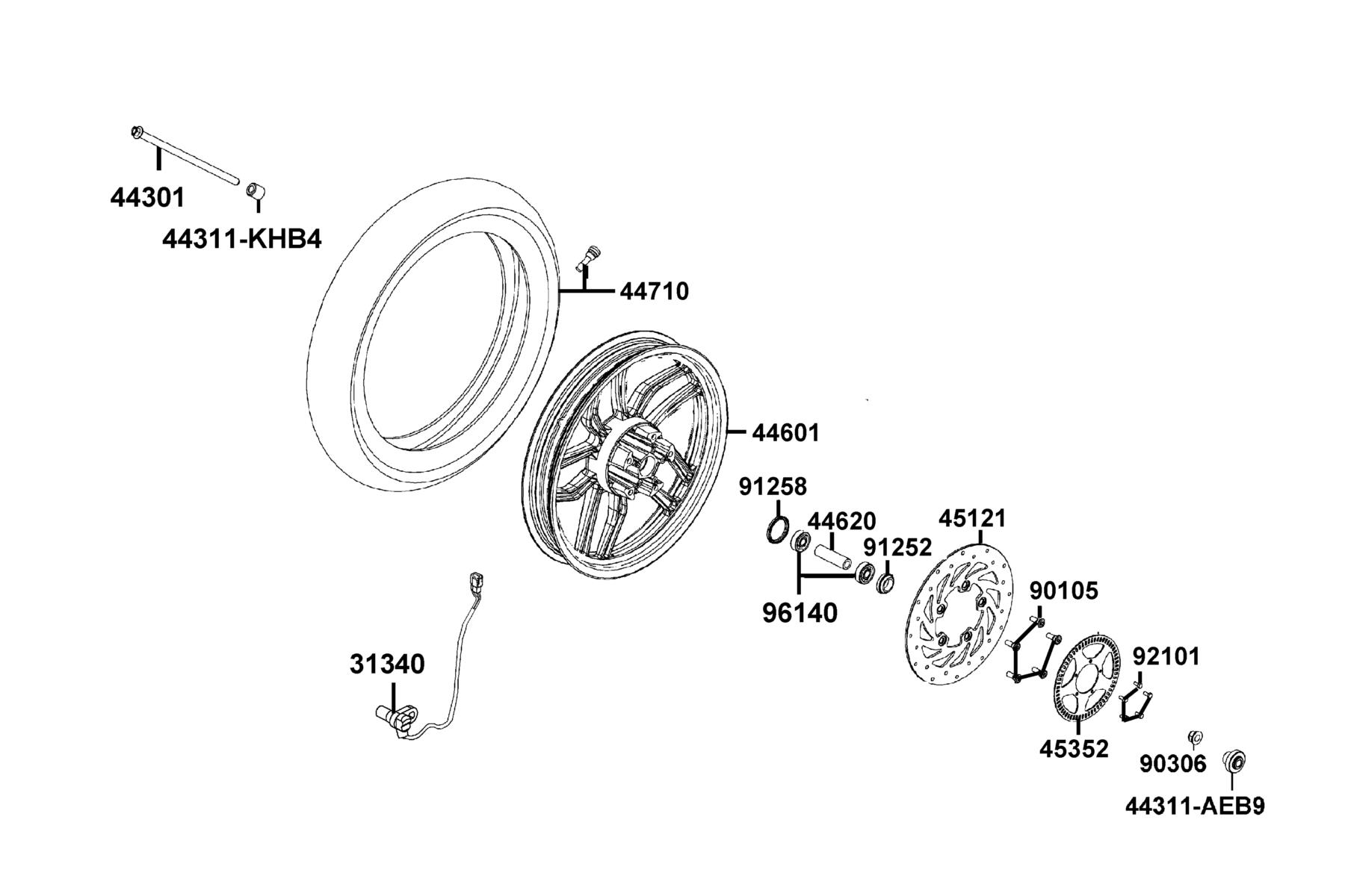 People S 150i ABS(2022) Front Wheel parts diagram
