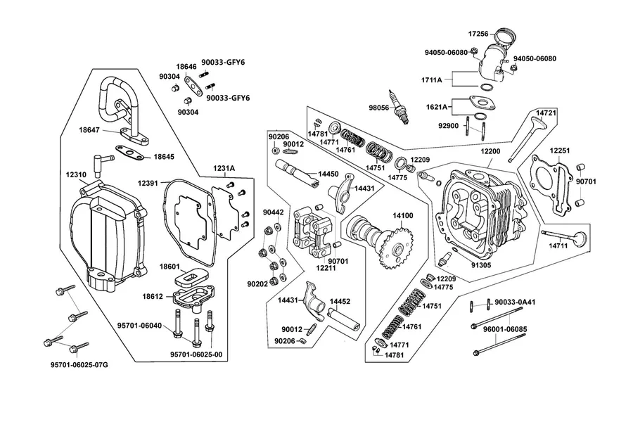 E02 Cylinder Head parts diagram