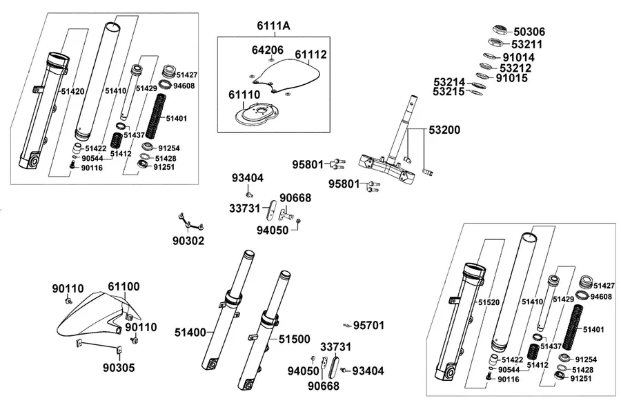 F06 Stem Steering and Front Cushion parts diagram