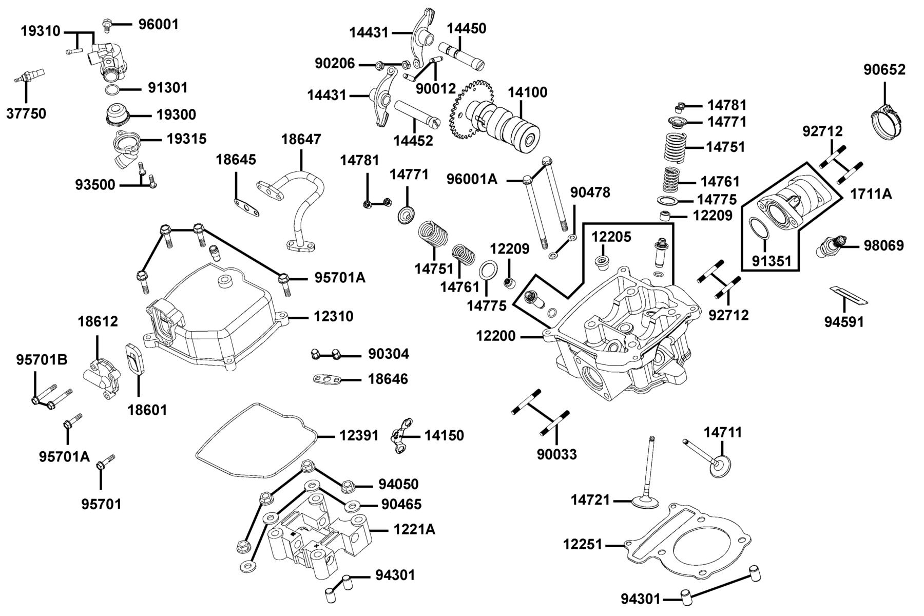 Mongoose 270(2020) Cylinder Head Cover ● Cylinder Head parts diagram