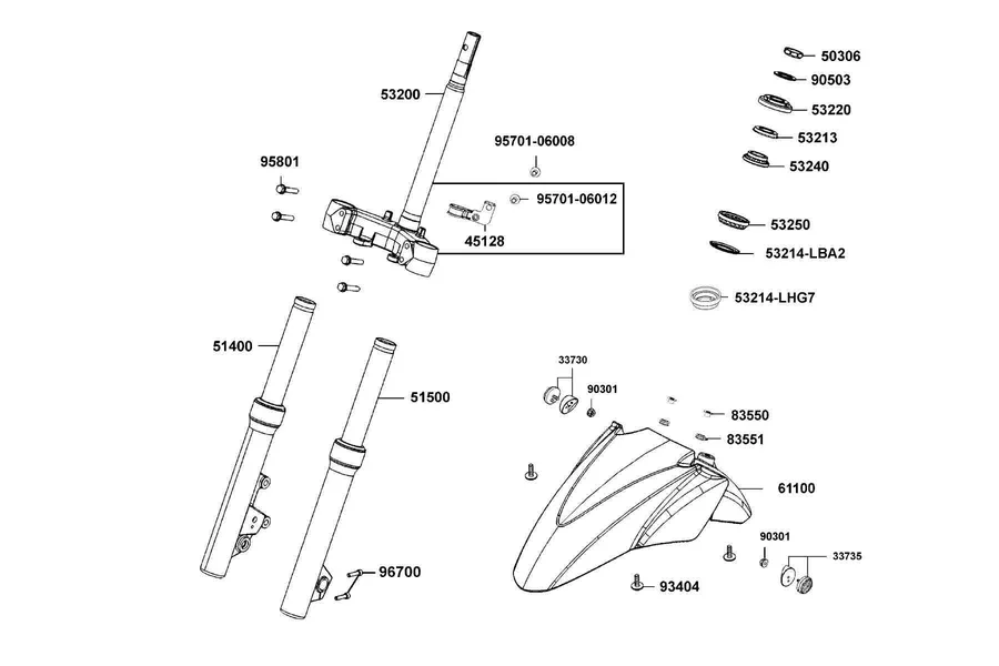 F06 Stem Steering and Front Cushion parts diagram
