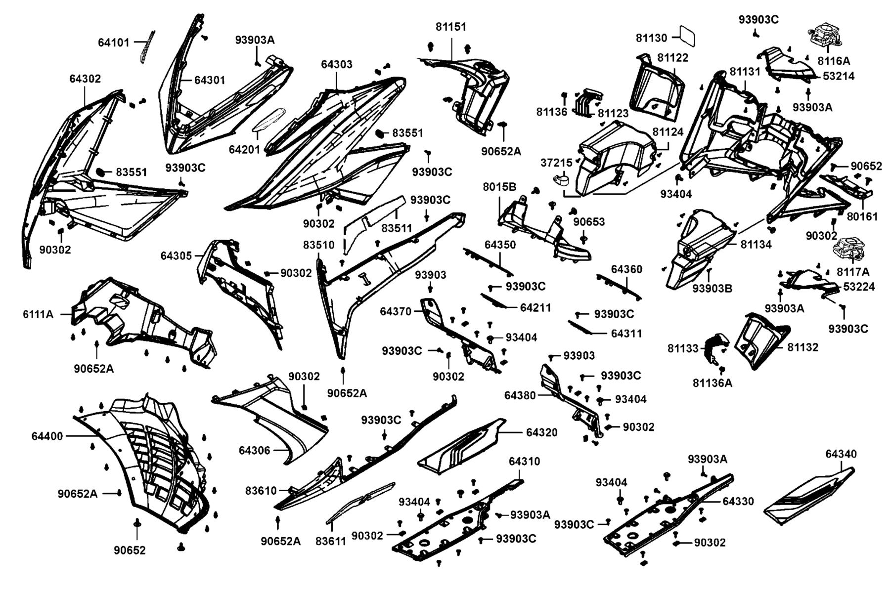 AK550(2021) Front Cover●Floor Panel parts diagram