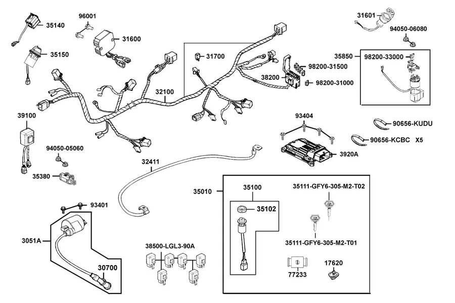F20 Harness Wire parts diagram