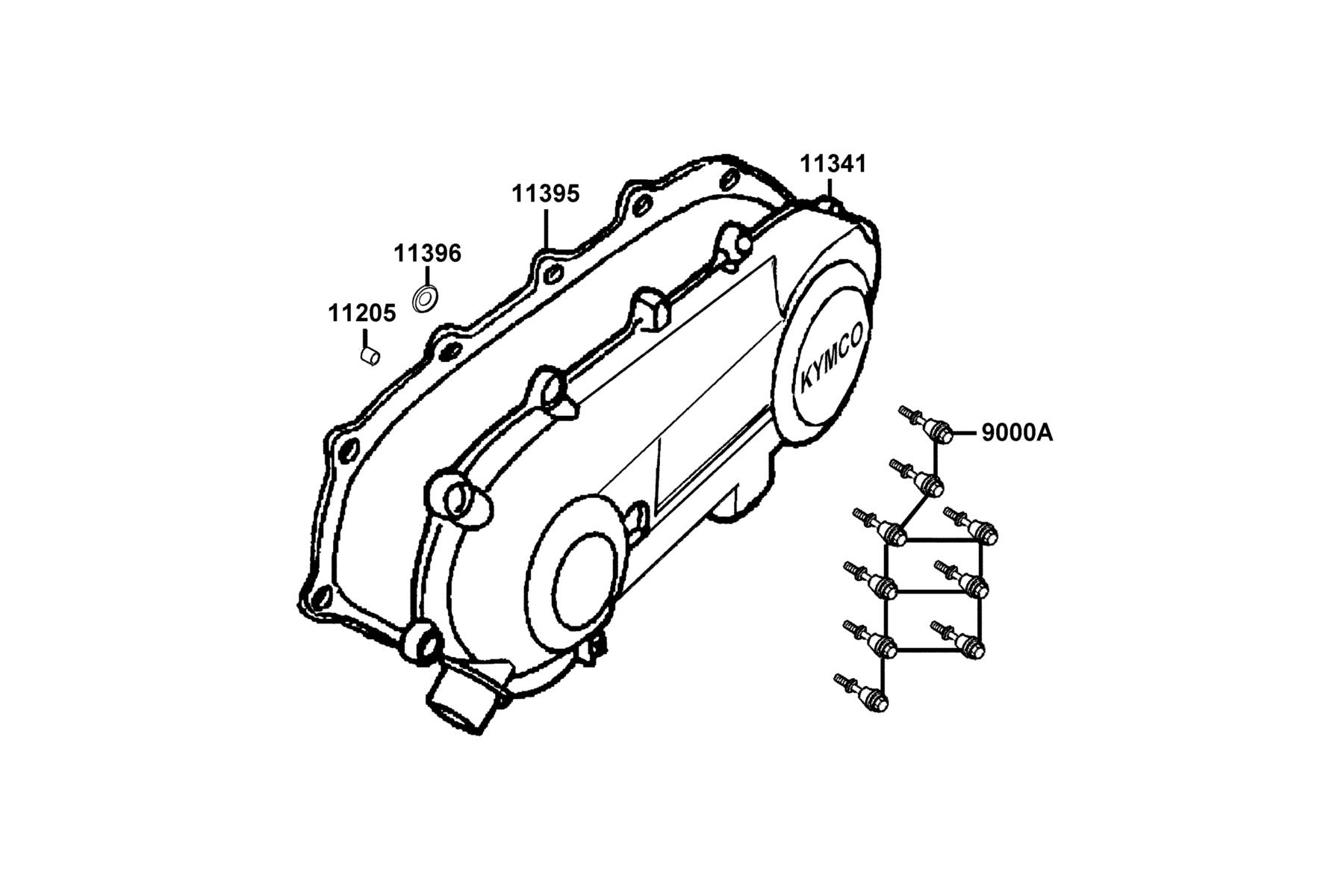 KYMCO SUPER 8-50 (2011+) Left Crankcase Cover parts diagram