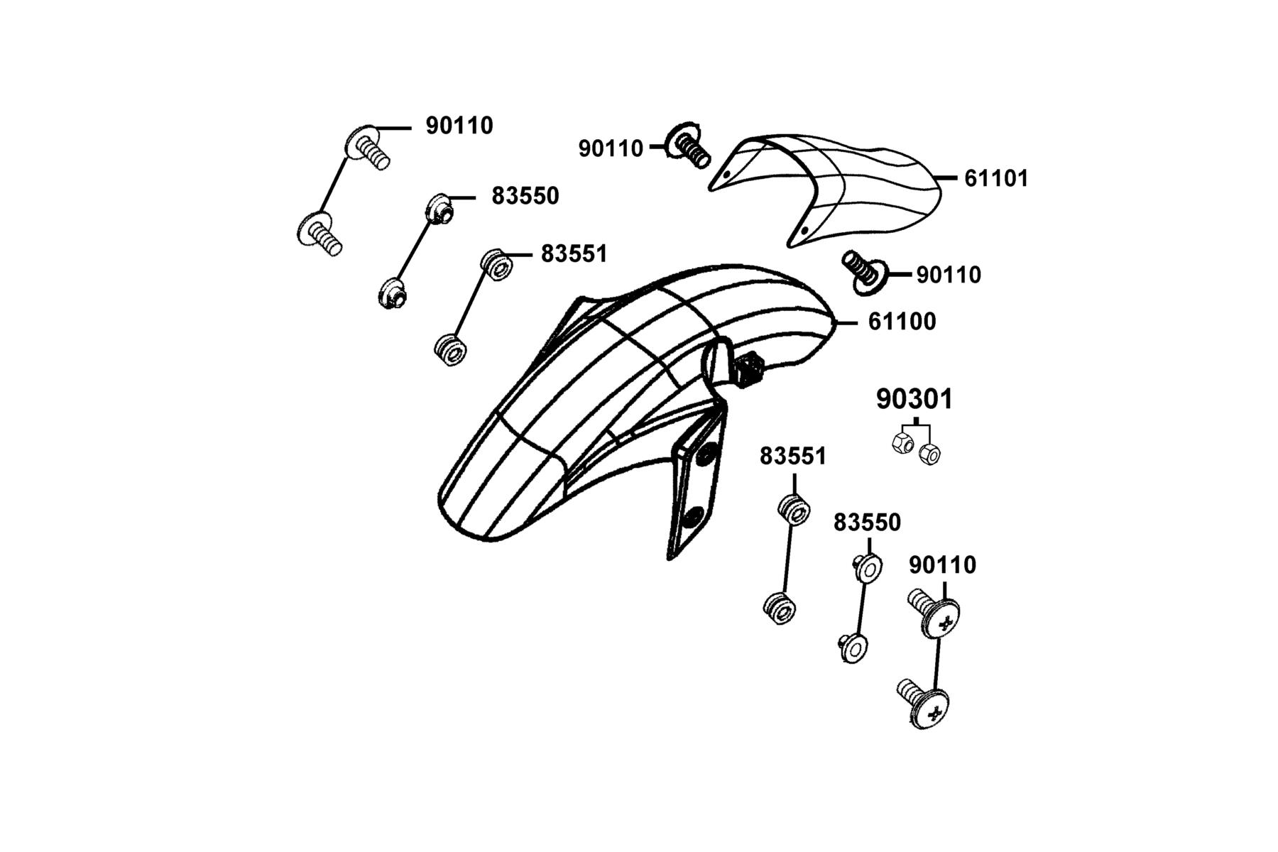 K-PIPE 125(2021) Front Fender parts diagram