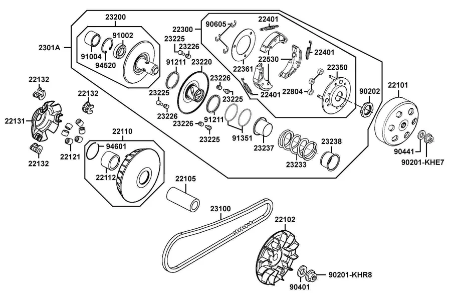 E05 Transmission Pulley parts diagram