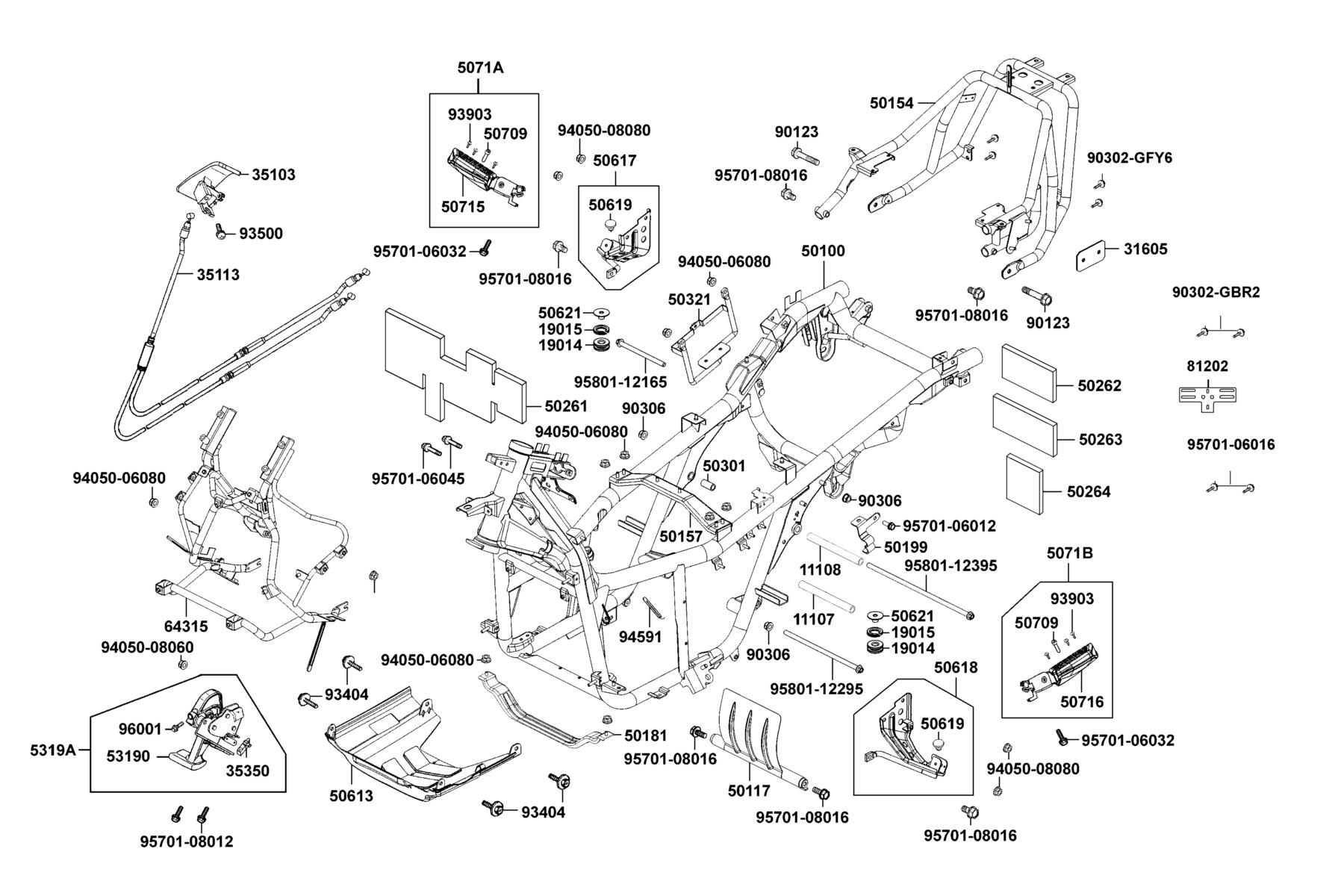 KYMCO MYROAD 700i (2014) Frame Body parts diagram
