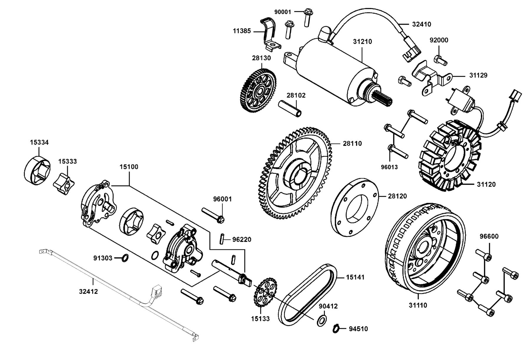 CV3 Starting Motor●Generator parts diagram