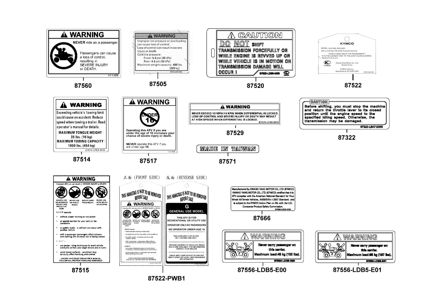 MXU 500i(4X4/IRS) (2017~) Caution Label parts diagram