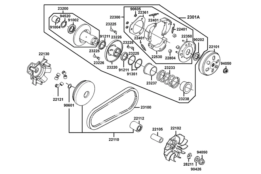 E05 Pulley parts diagram