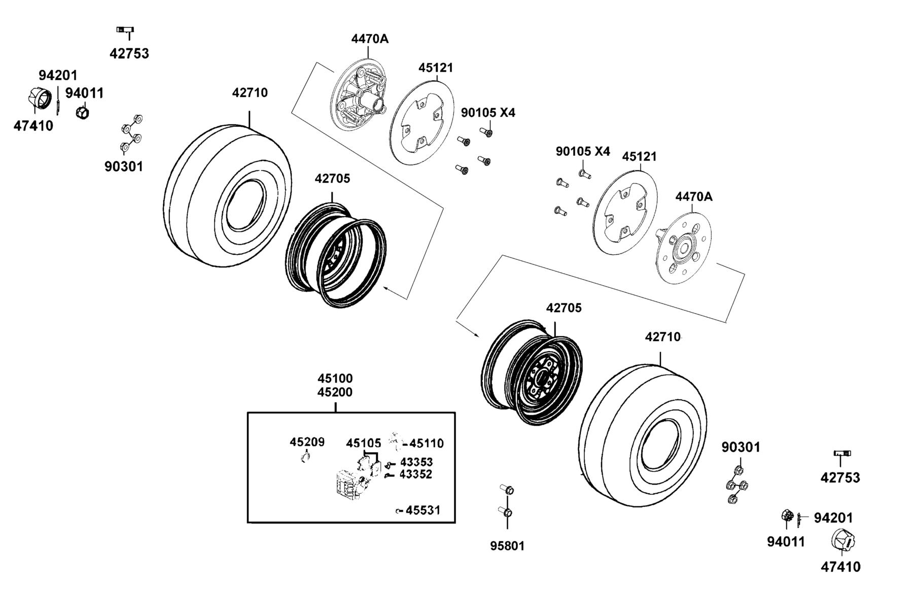 UXV 700i TURF (2017~) Rear Wheel parts diagram