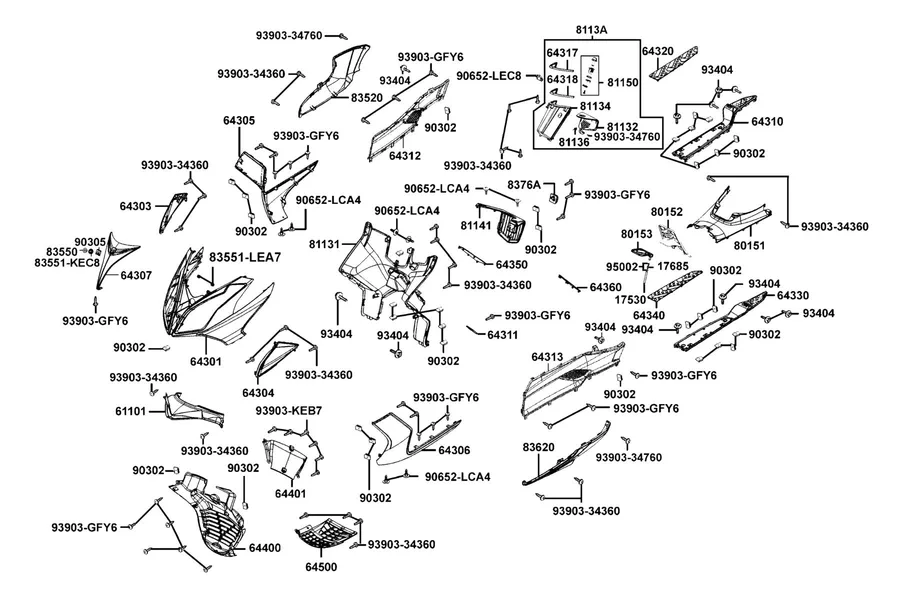 F05 Fender Front parts diagram