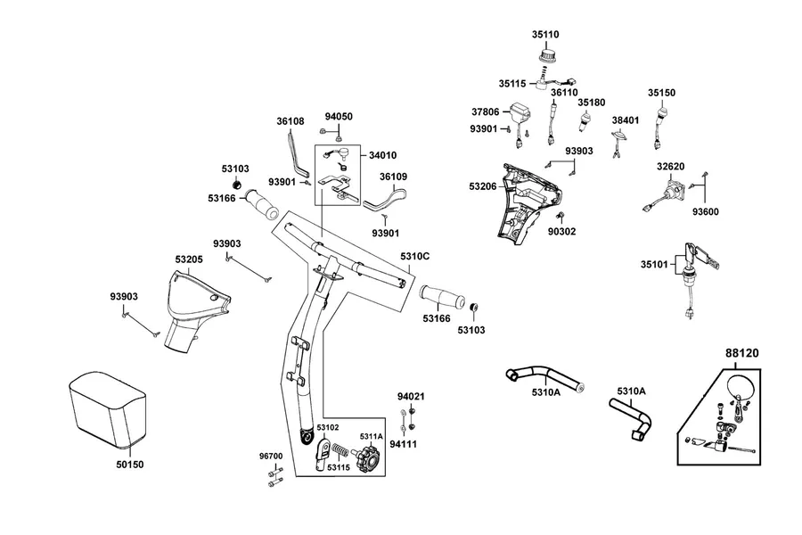 F01 Handle Steering parts diagram
