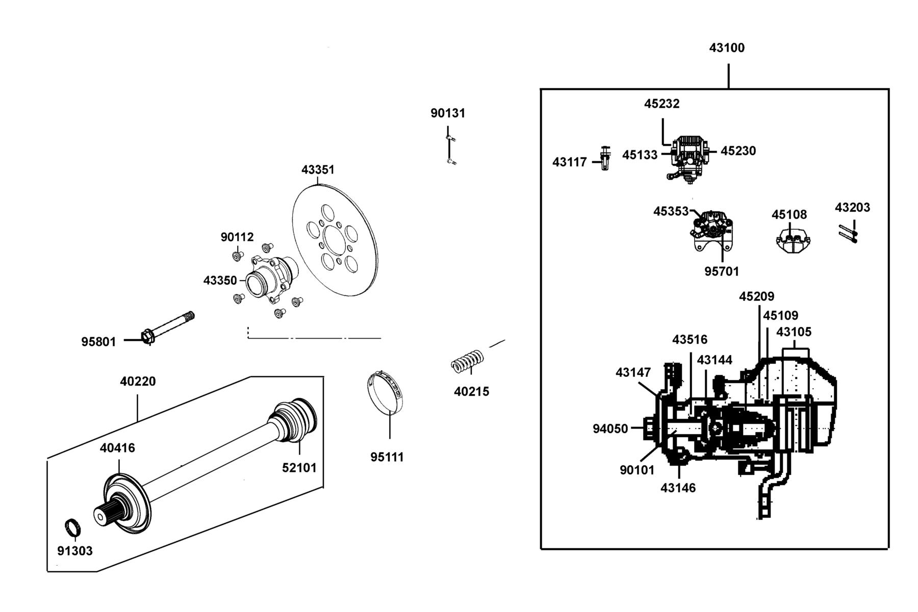 UXV 700i TURF (2017~) Caliper Assy Rear parts diagram