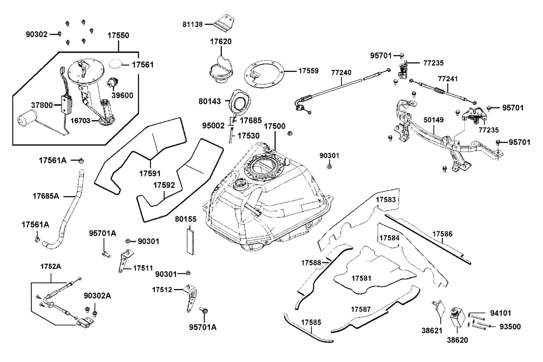 AK550 ST Fuel Tank parts diagram