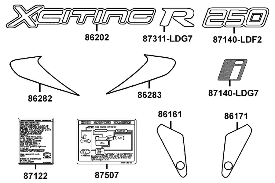 F26 Emblem and Stripe parts diagram